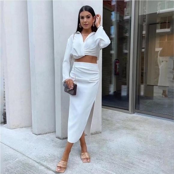 ZARA PLEATED LINEN BLEND BLOUSE WHITE SIZE S 7563/245 - Picture 2 of 14